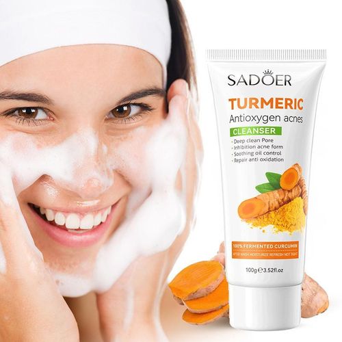 SADOER 7pcs  Glowing Skin Turmeric Skincare Set ,Include Face Cleanser- Turmeric Oil Serum-Toner-Face Cream- Soap-2*Sheet Mask For Dark Spot Corrector Remover Anti Aging Firming(Set)