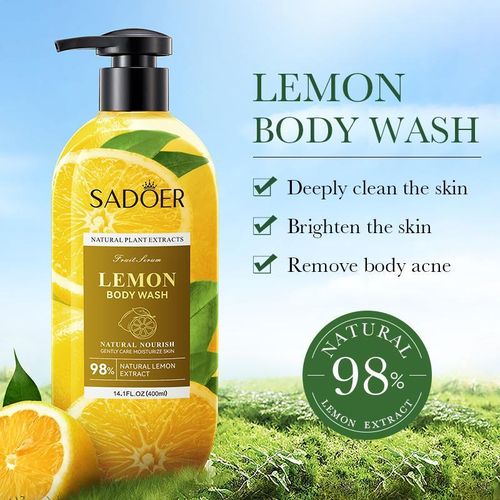 SADOER Lemon Body Wash: Whitening, Deep Cleansing, Brightening & Refreshing Shower Gel for Luminous Skin
