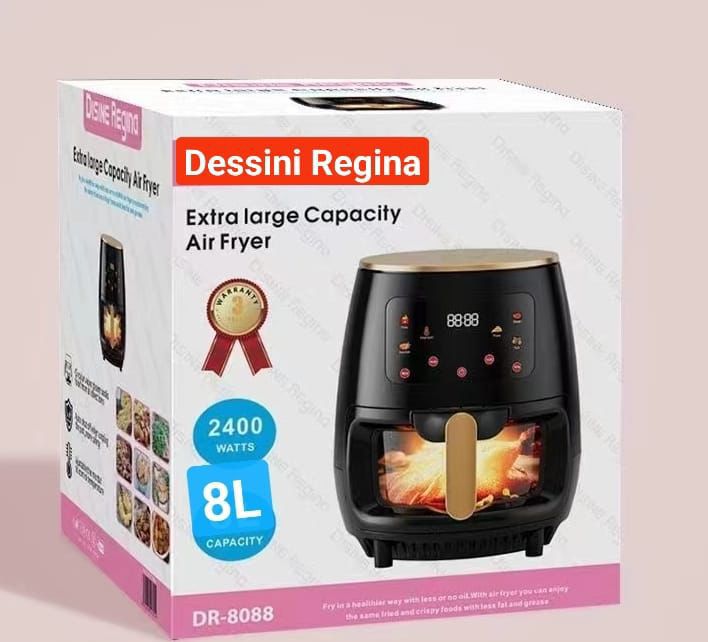 Dessini 8Litres Hot Air Fryers, Electric Oilless Airfryer With Digital Touch Screen.The Digital Air Fryer helps you reduce up to 80% of your fat intake enabling you to fry food without the need of oil