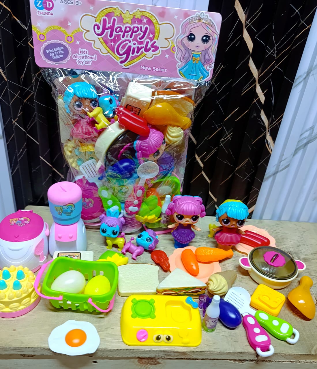 Happy girls kitchen set with plenty play items The realistic kids colo plly kitchen will provide your kids with an authentic cooking experience, includes a realistic play stove, sink, various realisti