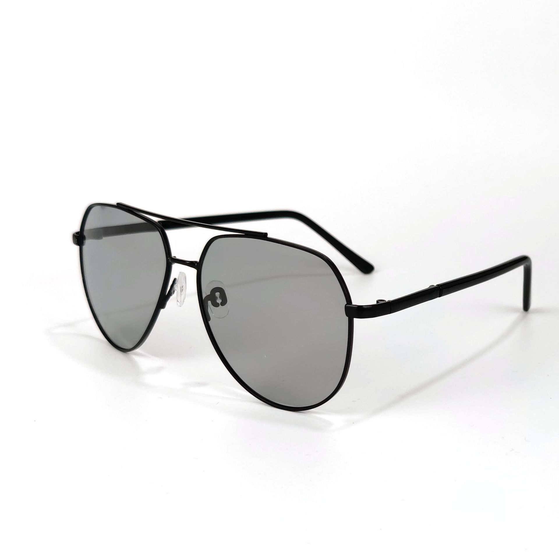 Summer New Men'S Polarized Sunglasses Metal Double Beam Frog Mirror Black Sunglasses