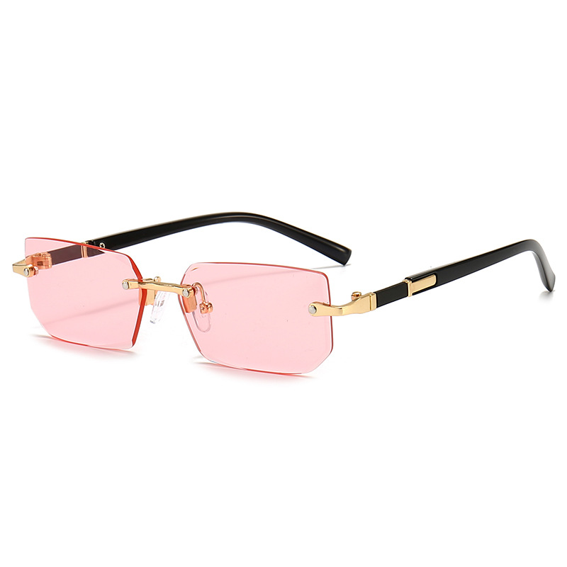 New Style Frameless Fashion Sunglasses European And American Trendy Trimmed Sunglasses Personalized Jelly Color Sunglasses For Women