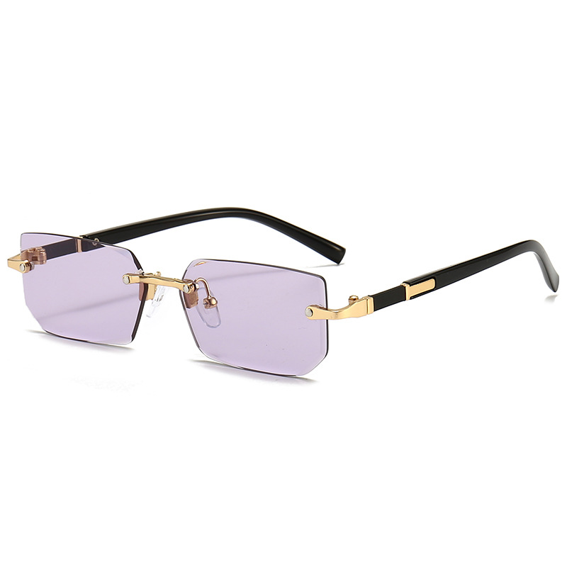 New Style Frameless Fashion Sunglasses European And American Trendy Trimmed Sunglasses Personalized Jelly Color Sunglasses For Women