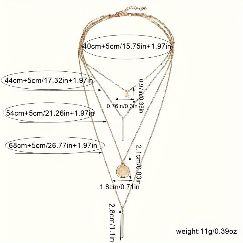 Multi-layer necklace for women, versatile, high-end, five-pointed star, one-line disc, geometric shape, fashion jewelry