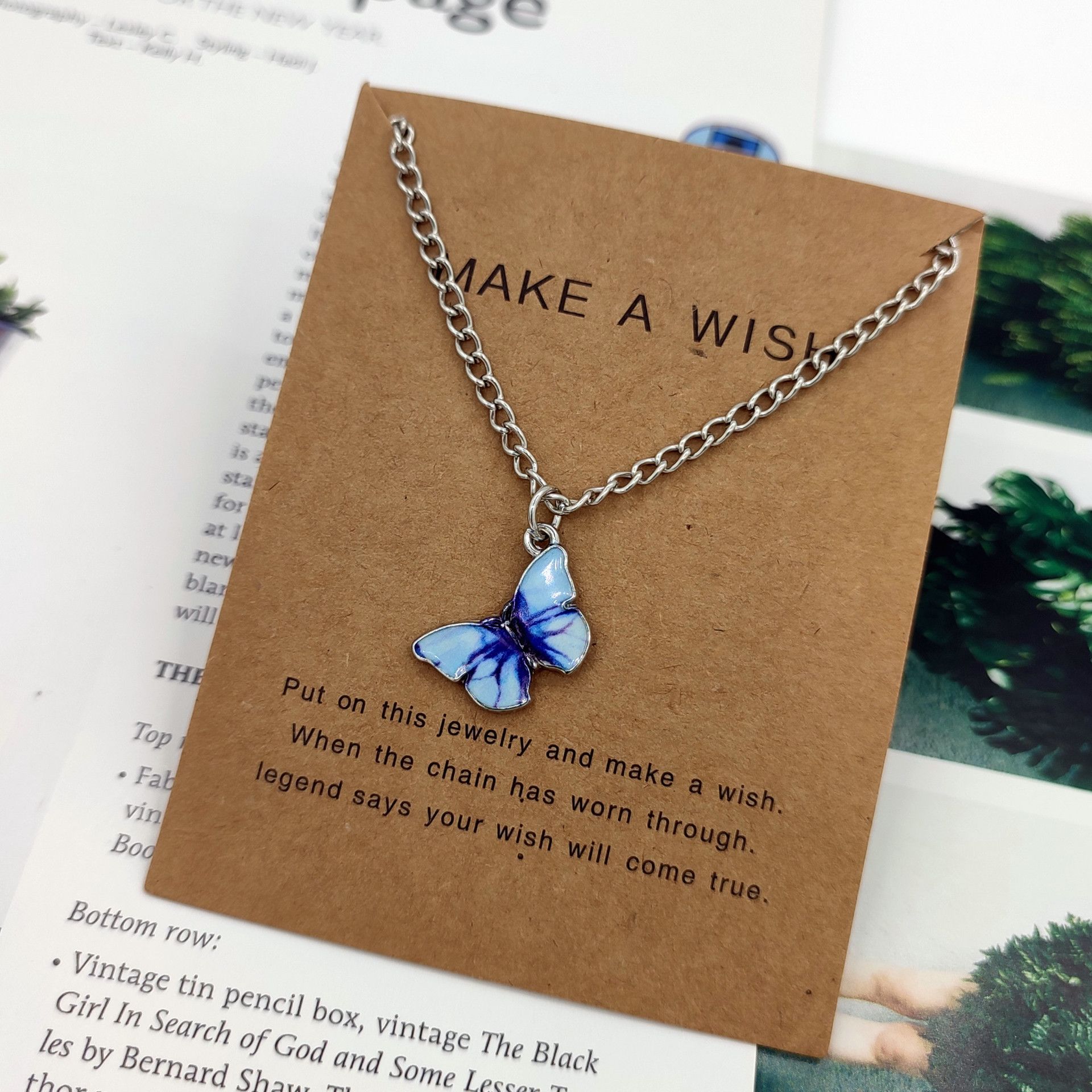 Bohemian Multi-color Butterfly Necklace Ins Style Ladies Alloy Pendant Clavicle Chain Pendant Necklaces