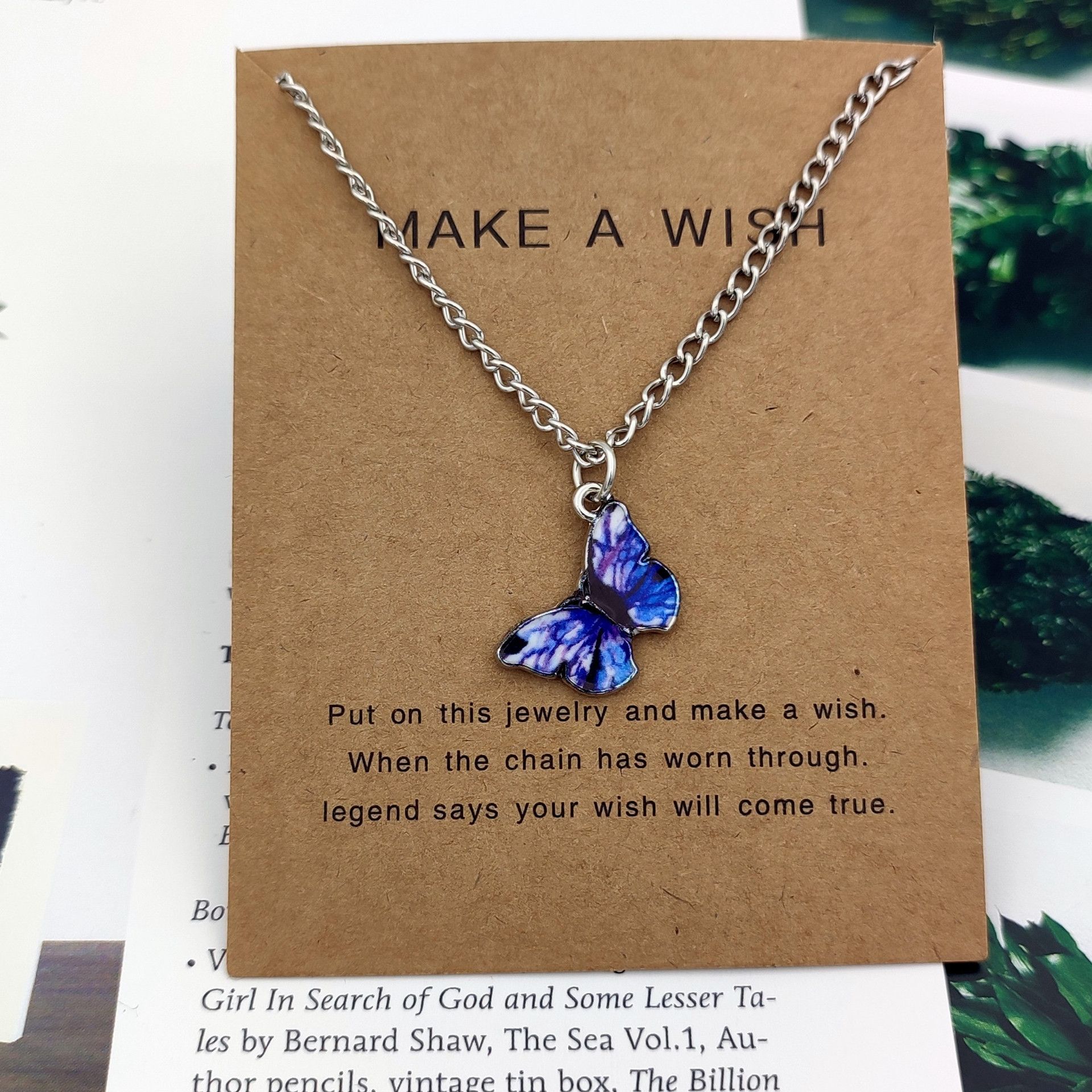 Bohemian Multi-color Butterfly Necklace Ins Style Ladies Alloy Pendant Clavicle Chain Pendant Necklaces