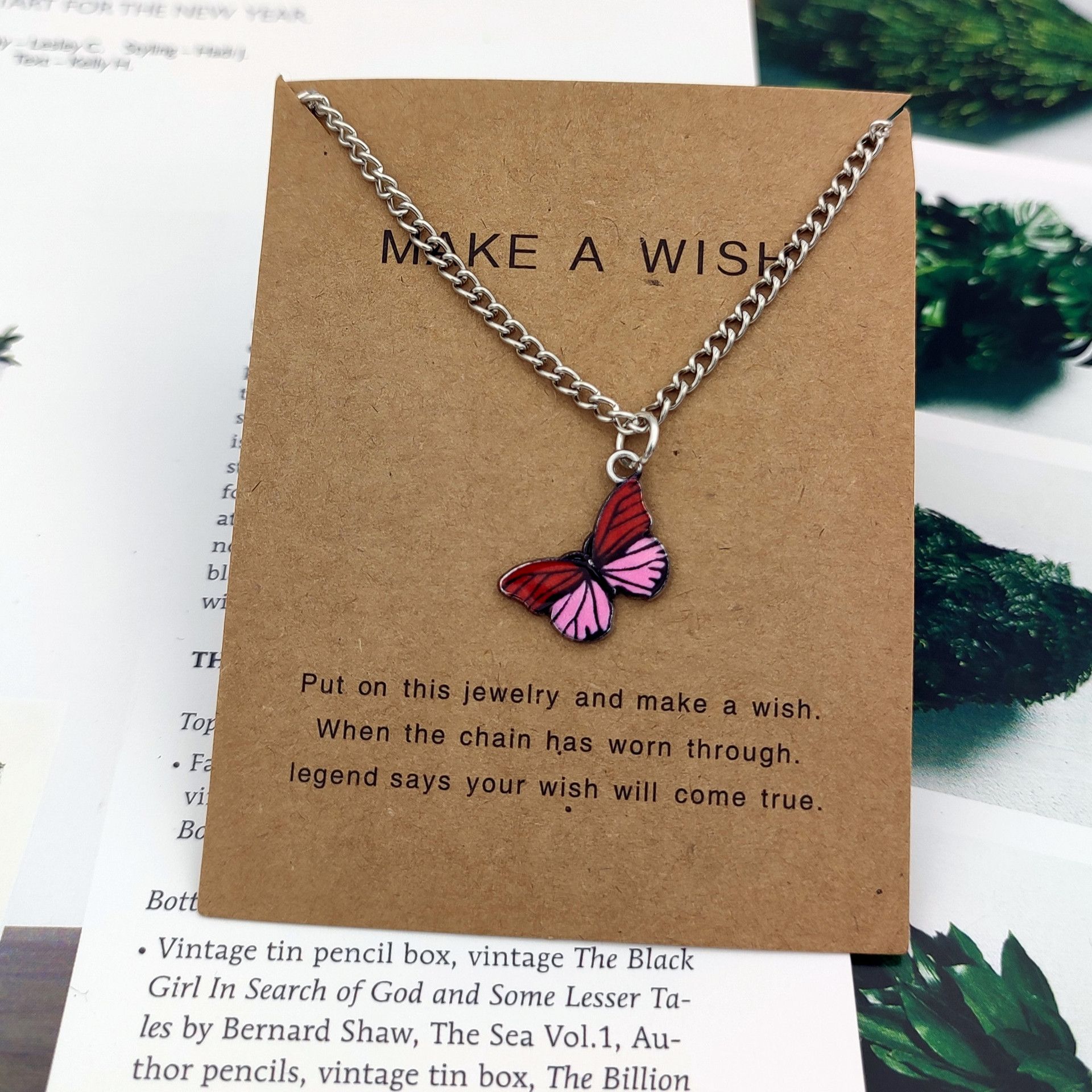 Bohemian Multi-color Butterfly Necklace Ins Style Ladies Alloy Pendant Clavicle Chain Pendant Necklaces