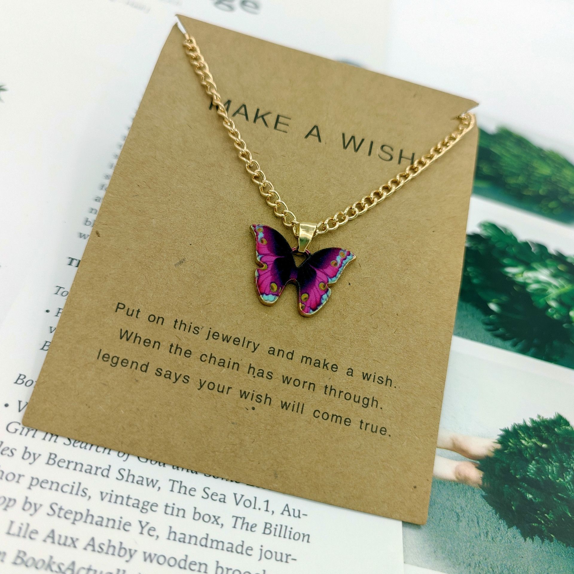 Bohemian Multi-color Butterfly Necklace Ins Style Ladies Alloy Pendant Clavicle Chain Pendant Necklaces