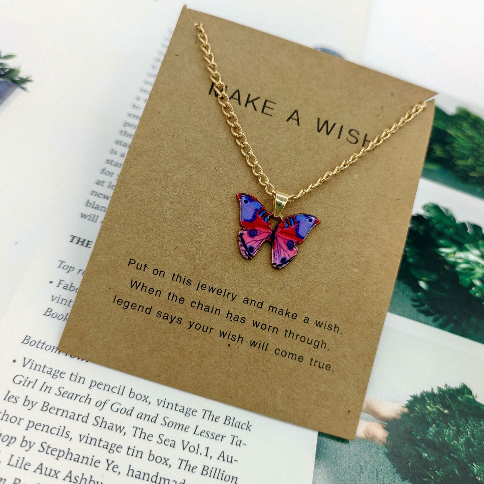Bohemian Multi-color Butterfly Necklace Ins Style Ladies Alloy Pendant Clavicle Chain Pendant Necklaces