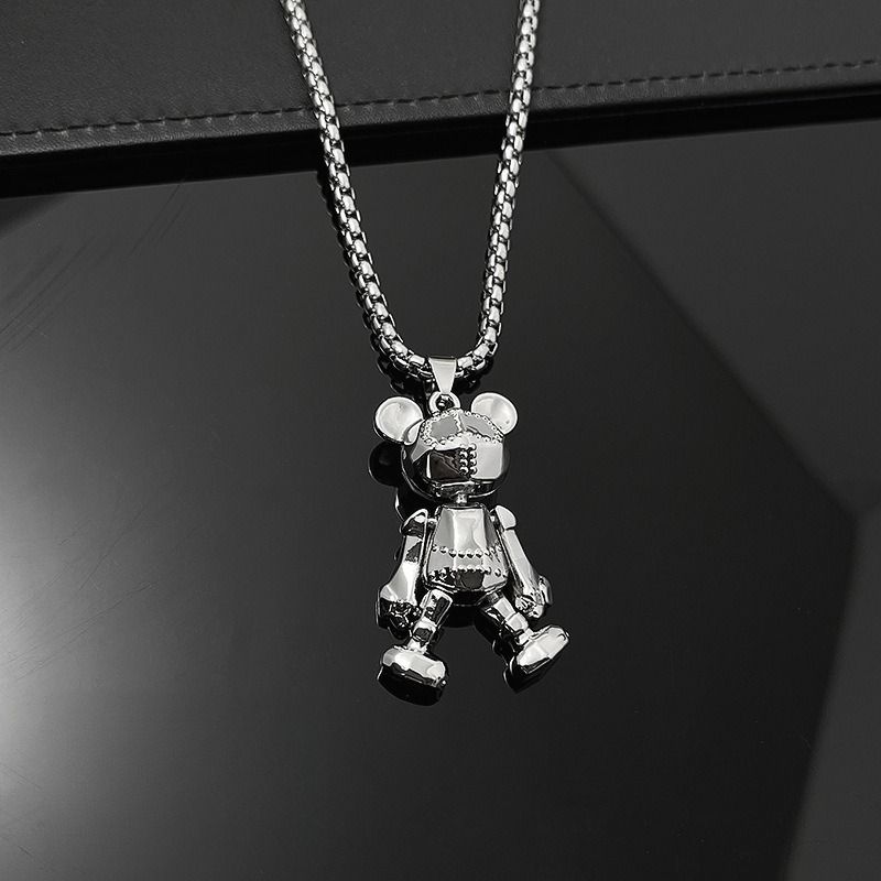Limbs Movable Bear Necklace Men'S Trendy Hip-Hop Punk Couple Long Versatile Sweater Chain Net Celebrity Pendant Accessories