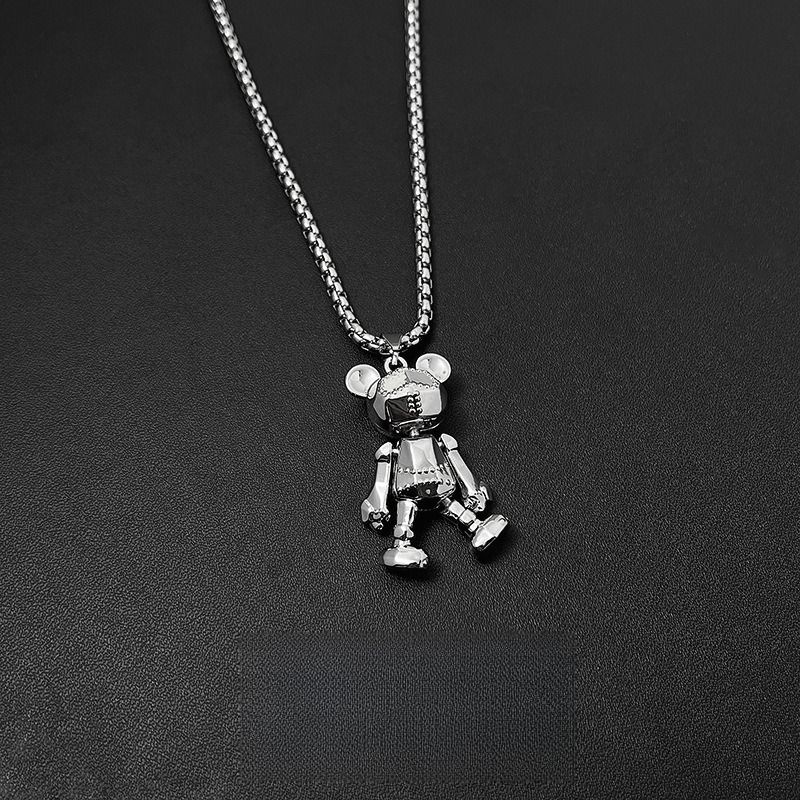 Limbs Movable Bear Necklace Men'S Trendy Hip-Hop Punk Couple Long Versatile Sweater Chain Net Celebrity Pendant Accessories