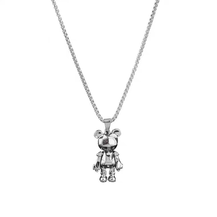 Limbs Movable Bear Necklace Men'S Trendy Hip-Hop Punk Couple Long Versatile Sweater Chain Net Celebrity Pendant Accessories