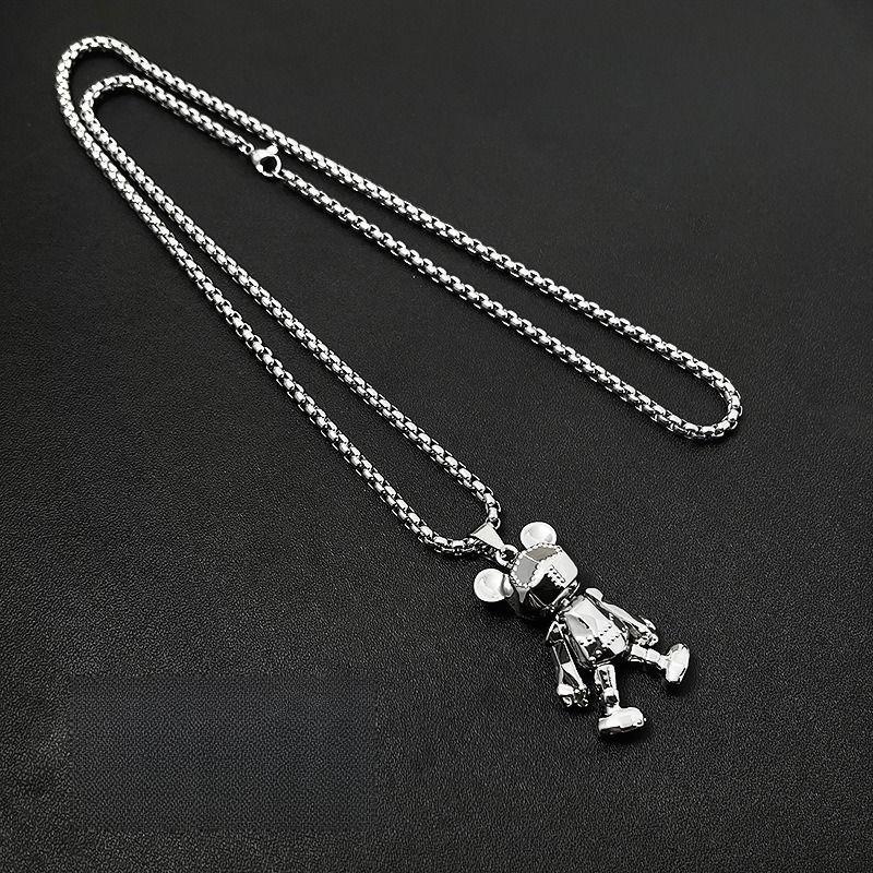 Limbs Movable Bear Necklace Men'S Trendy Hip-Hop Punk Couple Long Versatile Sweater Chain Net Celebrity Pendant Accessories