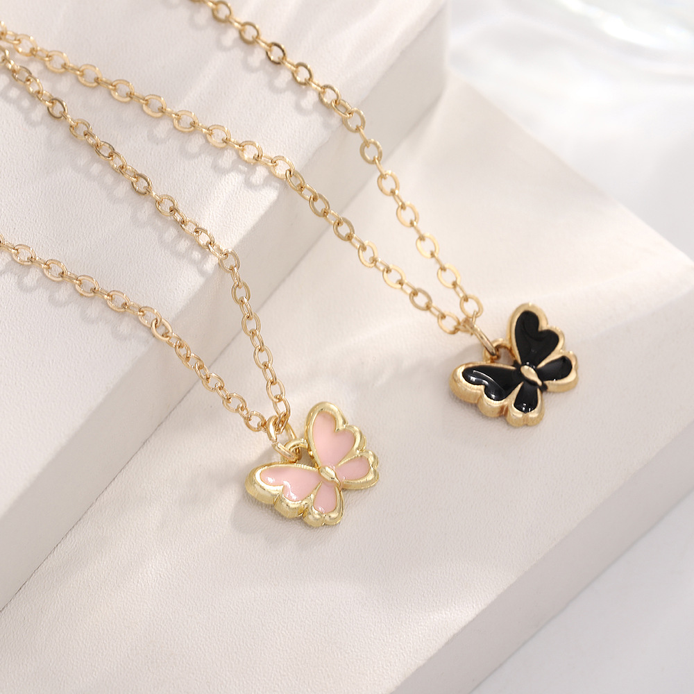 Pearl Butterfly Jewelry Set Oil Drop Butterfly Pendant Pearl Bracelet Earrings Necklace Girls Jewelry