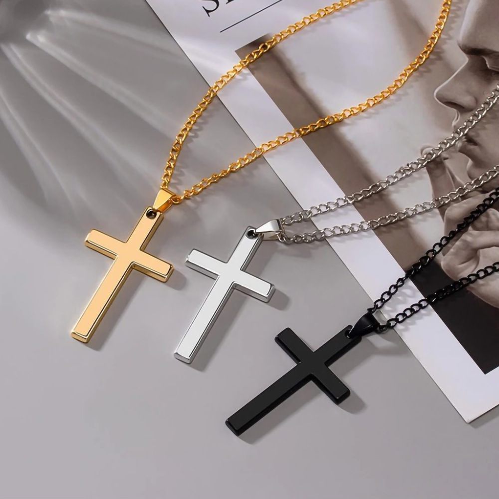 Simple cross necklace high-end glossy niche jewelry pendant