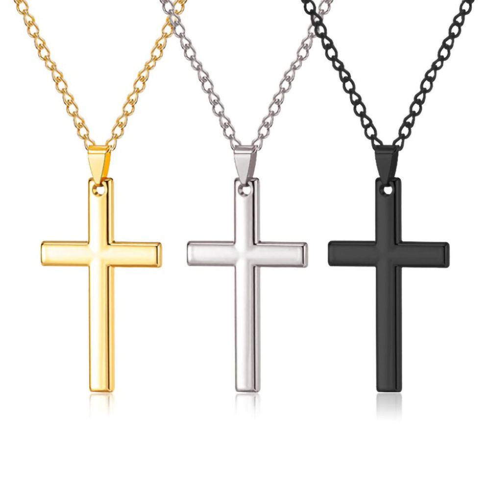 Simple cross necklace high-end glossy niche jewelry pendant