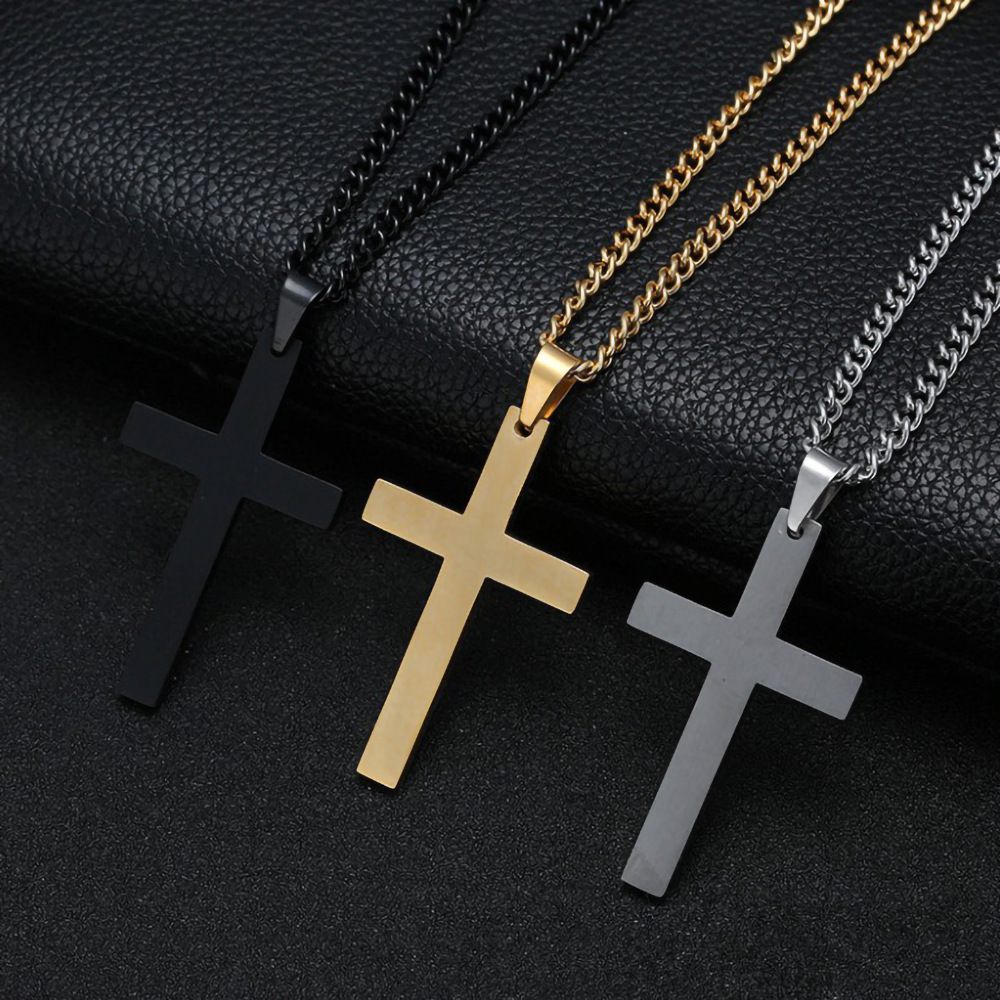 Simple cross necklace high-end glossy niche jewelry pendant