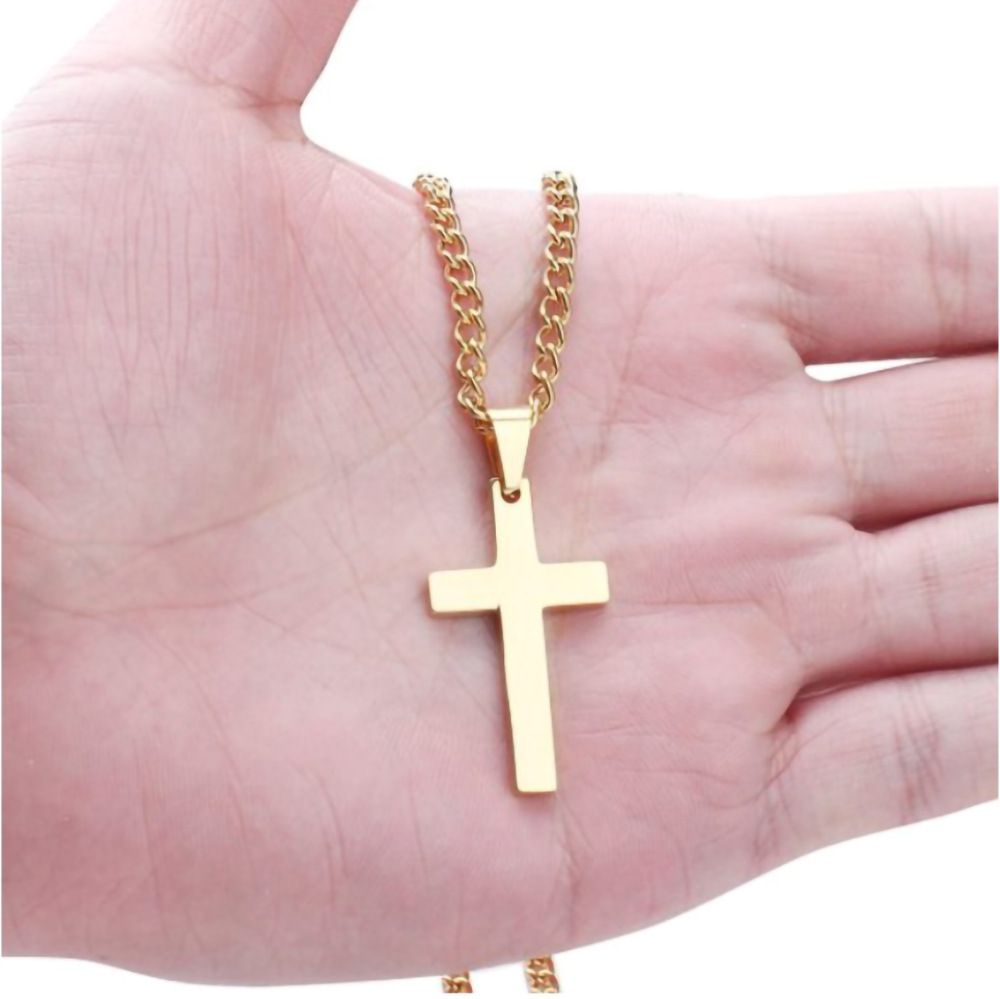 Simple cross necklace high-end glossy niche jewelry pendant