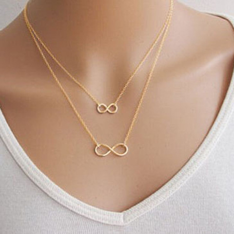 Lucky 8-character sequin multi-layer chain, pearl long rhinestone combination set, short necklace.