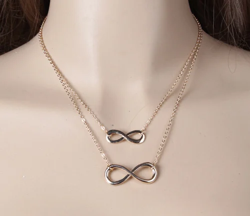 Lucky 8-character sequin multi-layer chain, pearl long rhinestone combination set, short necklace.