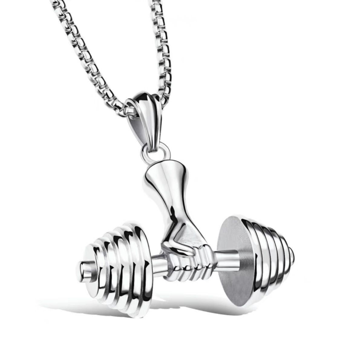 Dumbbell Barbell Pendant Fitness Men'S Necklace