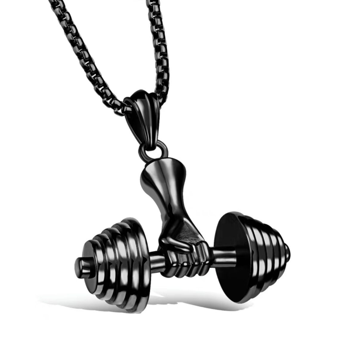 Dumbbell Barbell Pendant Fitness Men'S Necklace