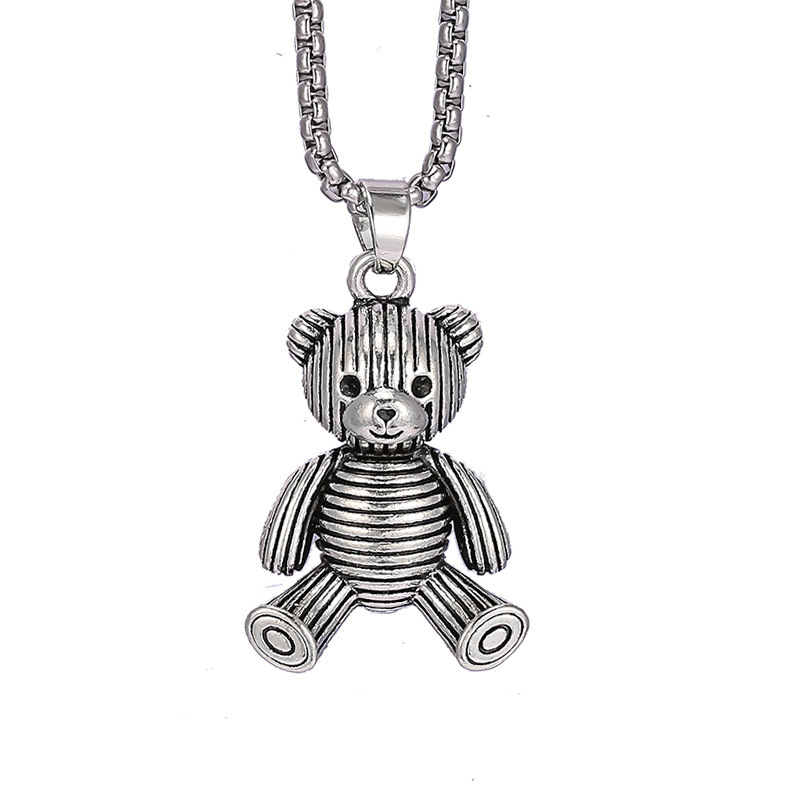 Hip Hop Wind Bear/Rabbit Necklace Trendy Cool Hop Hee Rabbit Pendant Bouncing Versatile Personalized Sweater Sweater Chain Men'S And Women'S Accessories