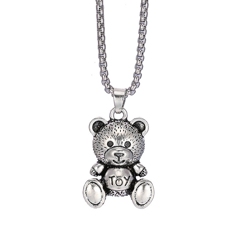 Hip Hop Wind Bear/Rabbit Necklace Trendy Cool Hop Hee Rabbit Pendant Bouncing Versatile Personalized Sweater Sweater Chain Men'S And Women'S Accessories