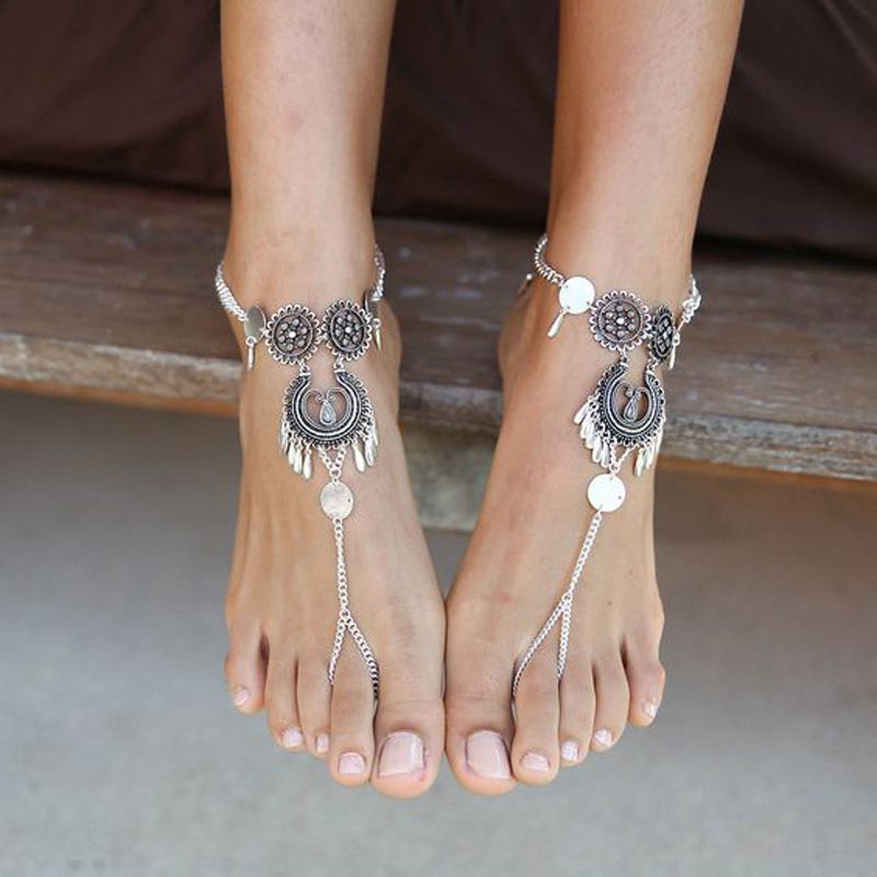 European And American Style Bohemian Hollow Water Drop Carved Anklet Foot Decoration