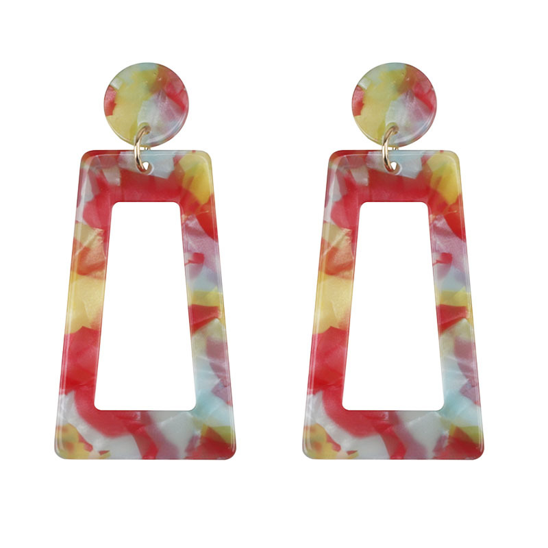 New Earrings Fashion Exaggerated Earrings Geometric Long Square Multi-Color Stud Earrings