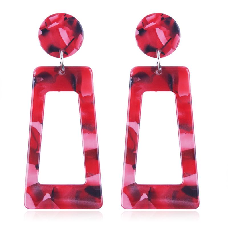 New Earrings Fashion Exaggerated Earrings Geometric Long Square Multi-Color Stud Earrings