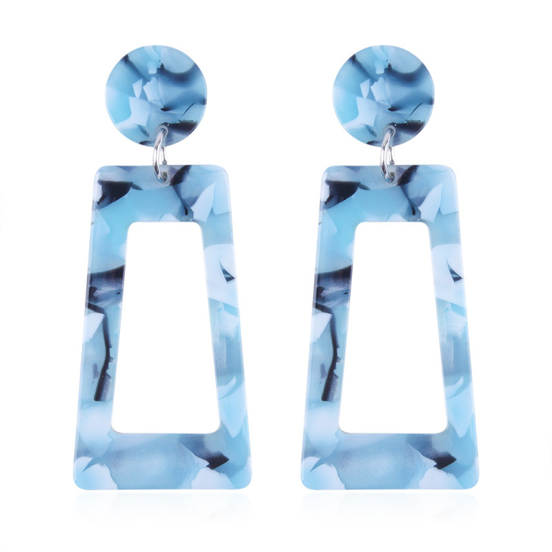 New Earrings Fashion Exaggerated Earrings Geometric Long Square Multi-Color Stud Earrings