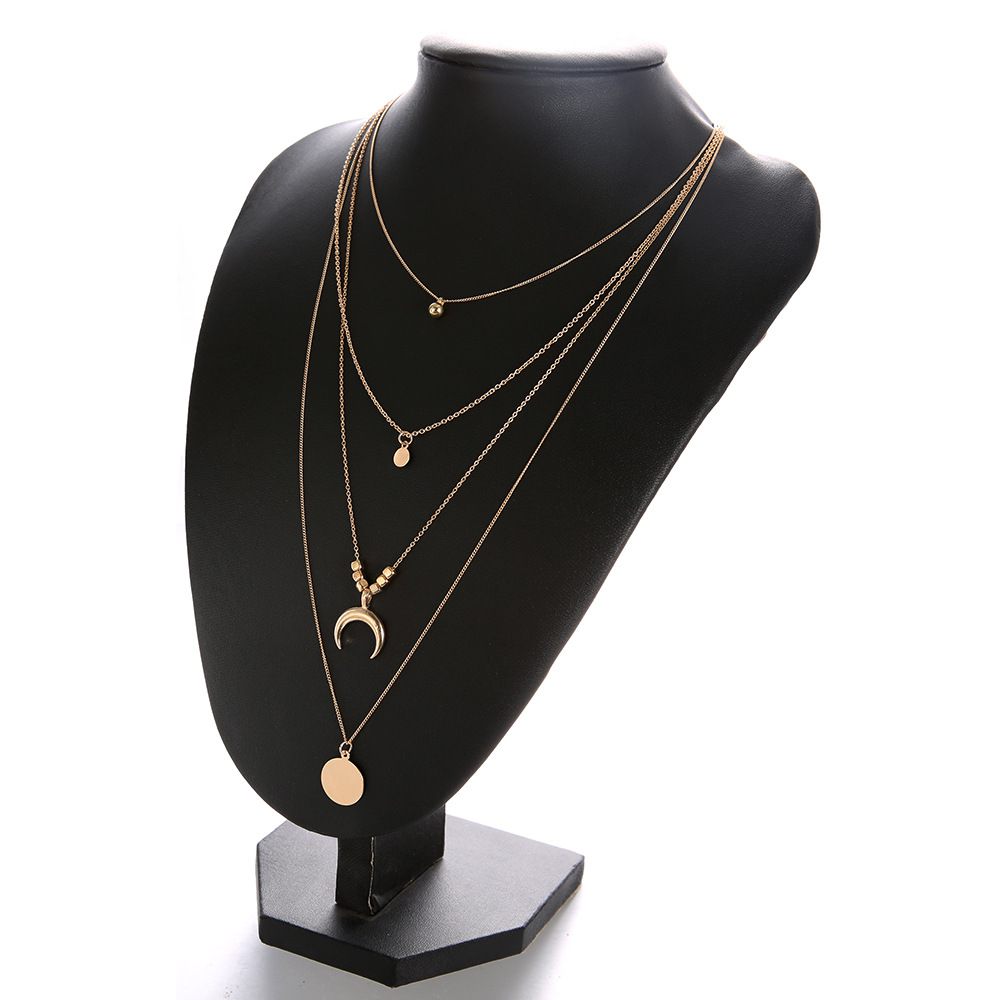 Popular Fashion Personalized New Multi-Layer Moon Disc Pendant Women'S Necklace European And American Jewelry