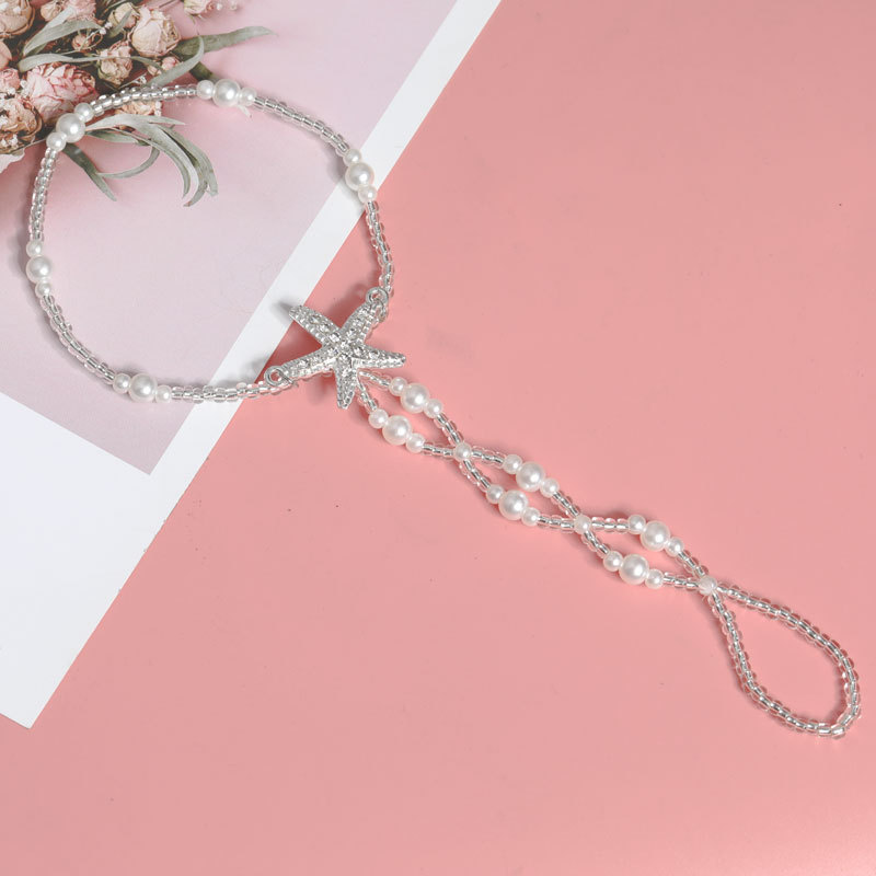 European And American Summer Versatile Handmade Beaded Starfish Elastic Anklets Beach Vacation Anklets