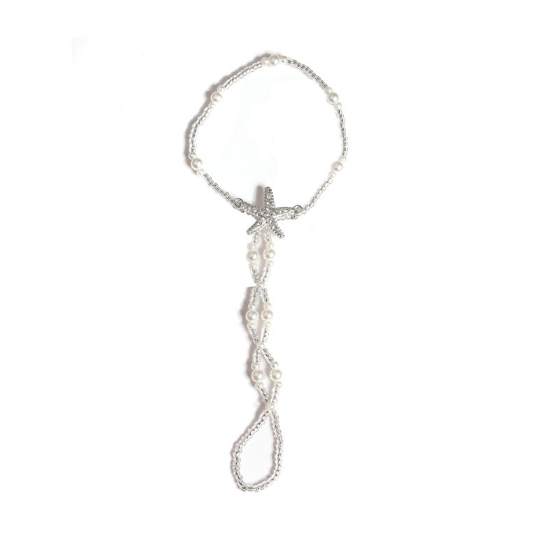 European And American Summer Versatile Handmade Beaded Starfish Elastic Anklets Beach Vacation Anklets