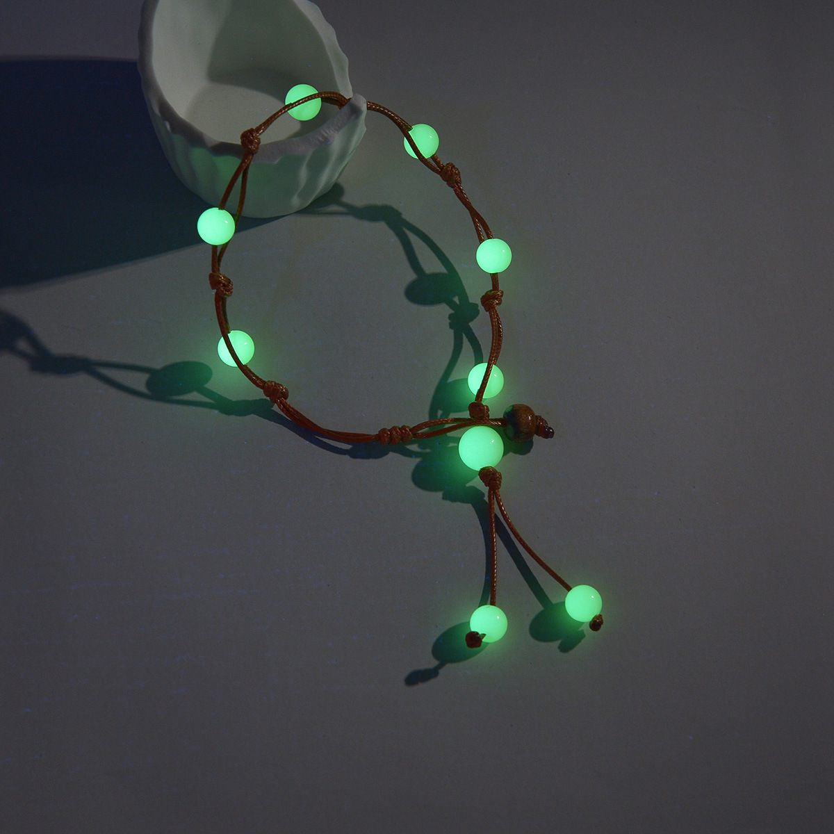Fashion Luminous Anklet Beach Vacation Bead Waterproof Wax Thread Woven Adjustable Women'S Anklet