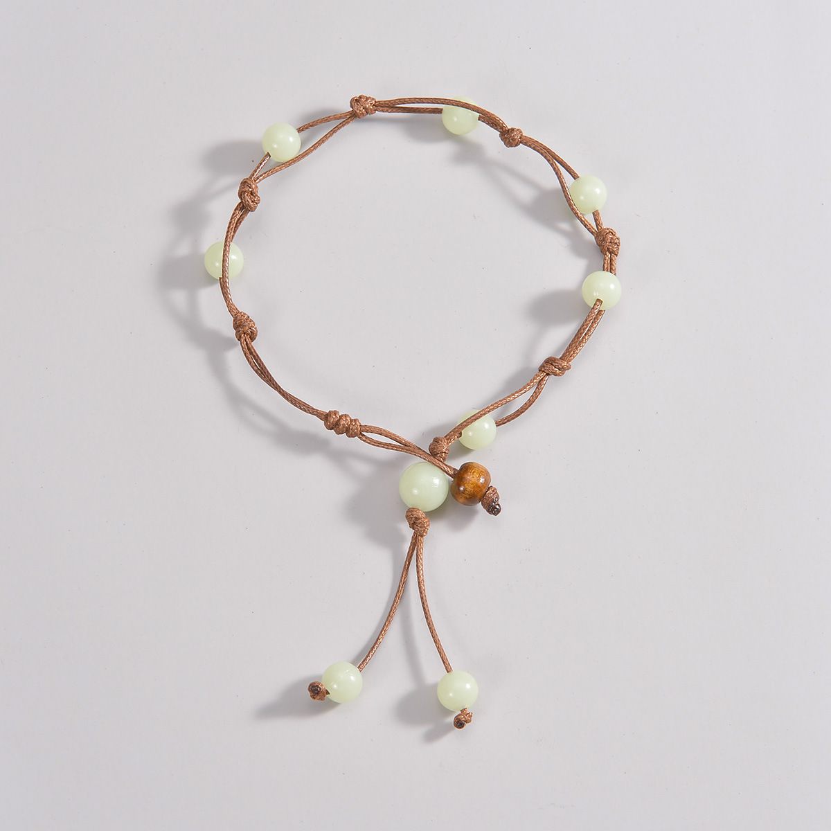Fashion Luminous Anklet Beach Vacation Bead Waterproof Wax Thread Woven Adjustable Women'S Anklet