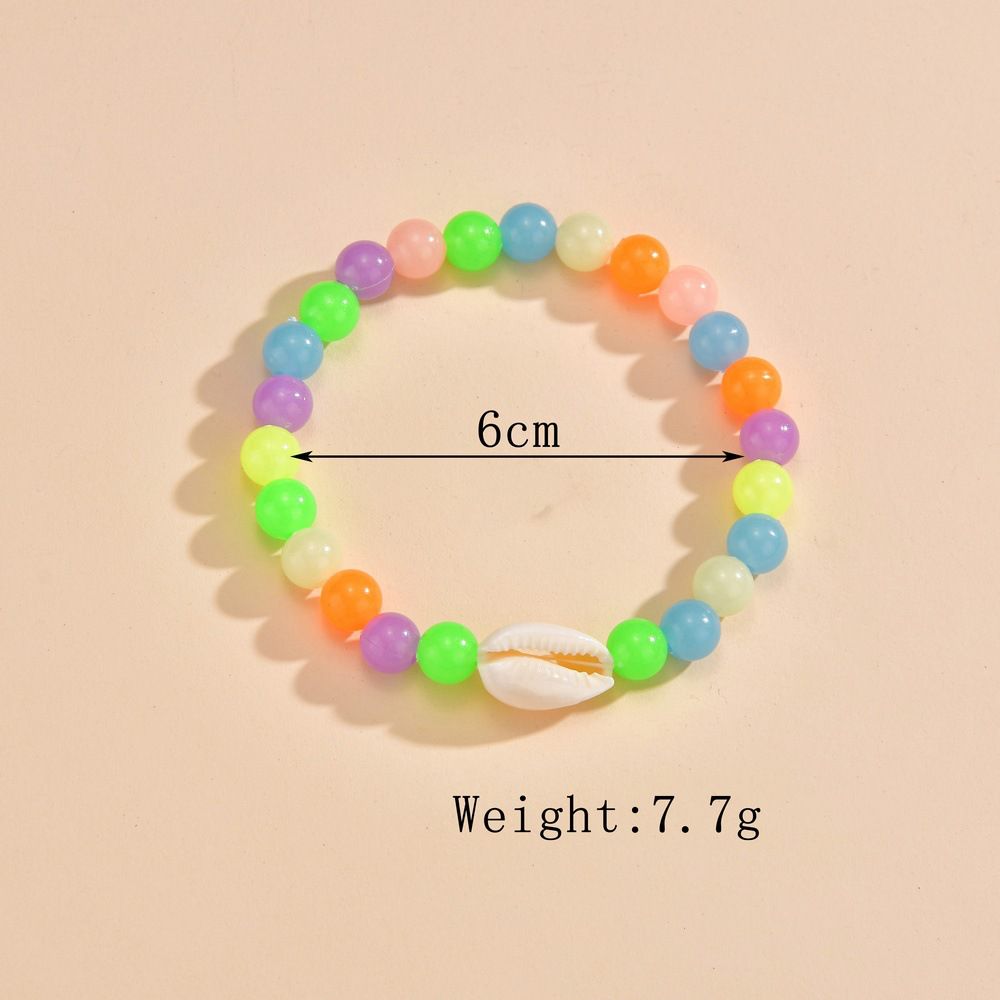 Bohemian Vacation Wind Luminous Random Acrylic Beaded Shell Elastic Anklet Unisex Suitable For The Beach