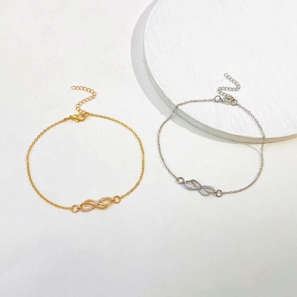 European And American New Infinity Symbol Personality High Sense Diamond-Encrusted 8-Character Anklet Women'S Beach Anklet