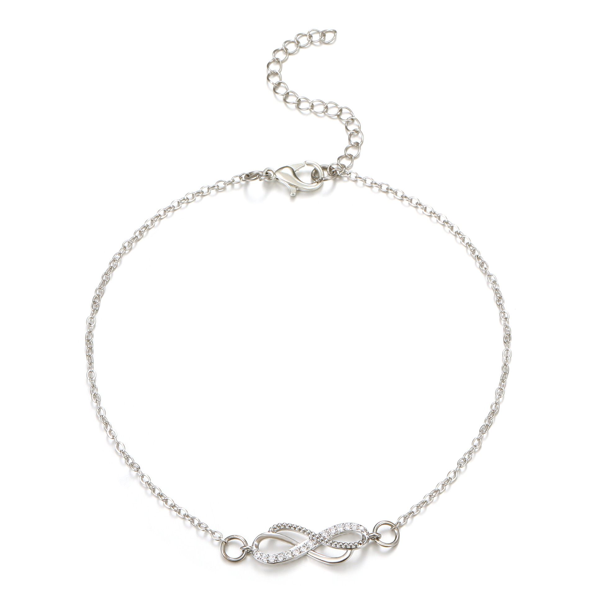 European And American New Infinity Symbol Personality High Sense Diamond-Encrusted 8-Character Anklet Women'S Beach Anklet