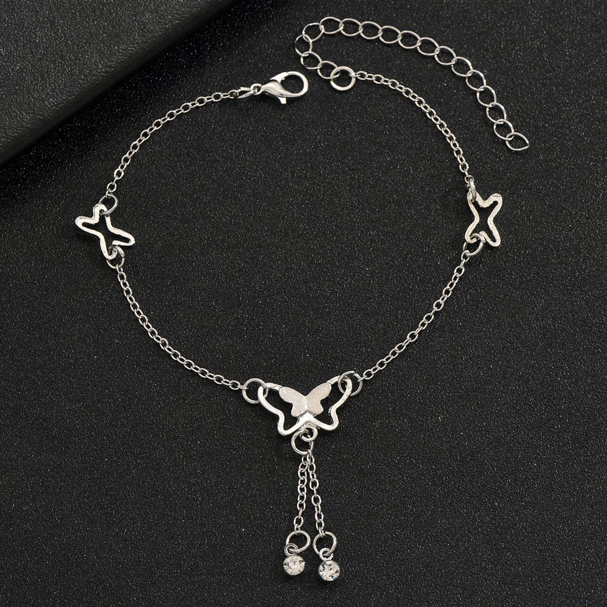 New Korean Version Temperament Hollow Butterfly Diamond-Encrusted Girl Fringed Anklet, Summer Exquisite Diamond-Encrusted Anklet