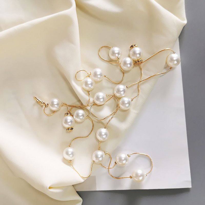 [Waist Chain] Accessories Fashion Imitation Pearl Tassel Waist Chain Women'S Simple Dress Decorative Belt Waist Accessories