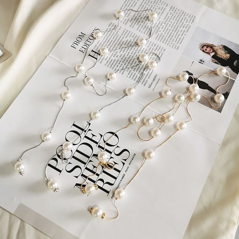 [Waist Chain] Accessories Fashion Imitation Pearl Tassel Waist Chain Women'S Simple Dress Decorative Belt Waist Accessories