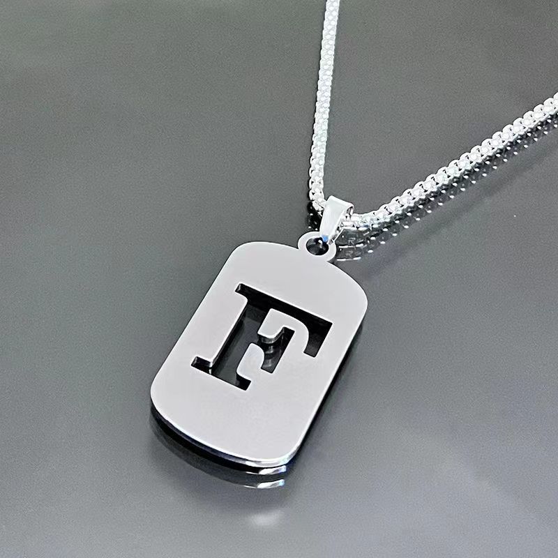 Necklace Couple Versatile 26 Words English Letter Taigang Chain Male And Female Students Clothing Accessories Niche Design Simple Tide