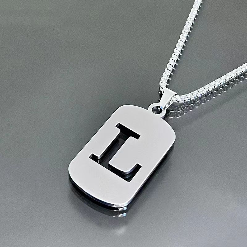 Necklace Couple Versatile 26 Words English Letter Taigang Chain Male And Female Students Clothing Accessories Niche Design Simple Tide