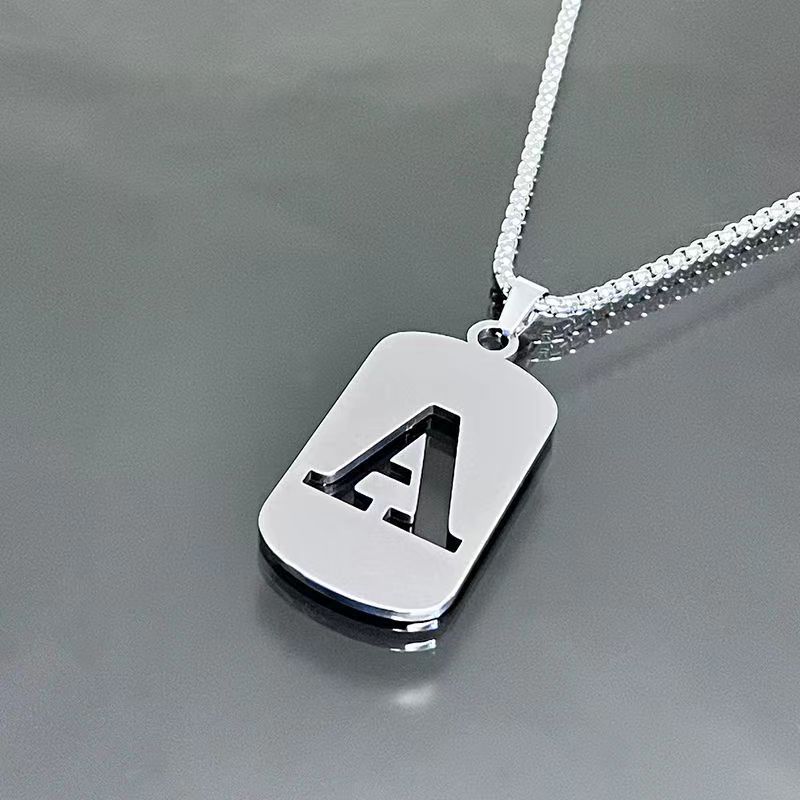 Necklace Couple Versatile 26 Words English Letter Taigang Chain Male And Female Students Clothing Accessories Niche Design Simple Tide