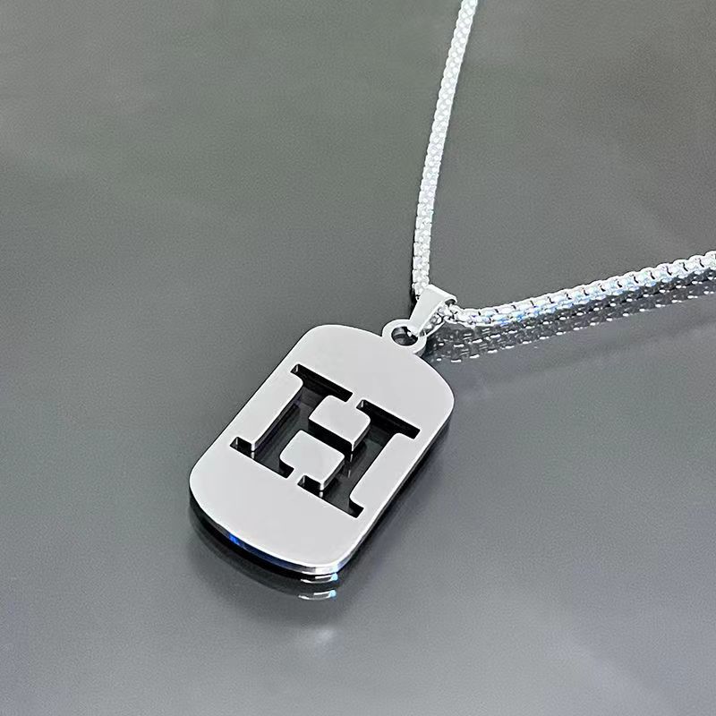 Necklace Couple Versatile 26 Words English Letter Taigang Chain Male And Female Students Clothing Accessories Niche Design Simple Tide