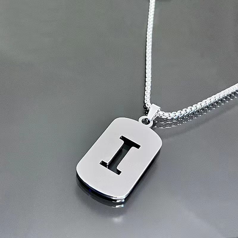 Necklace Couple Versatile 26 Words English Letter Taigang Chain Male And Female Students Clothing Accessories Niche Design Simple Tide