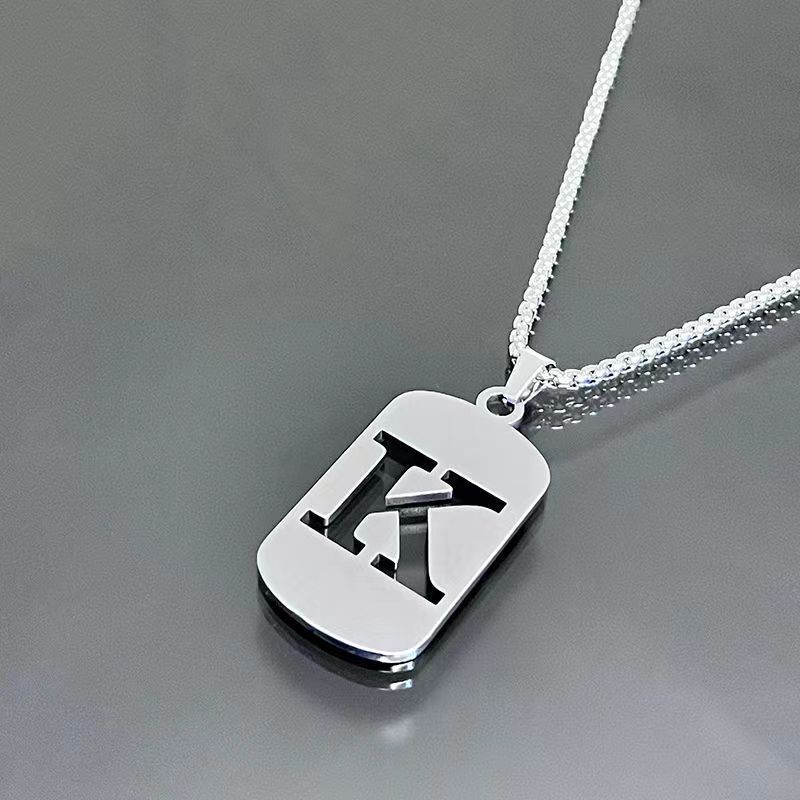 Necklace Couple Versatile 26 Words English Letter Taigang Chain Male And Female Students Clothing Accessories Niche Design Simple Tide