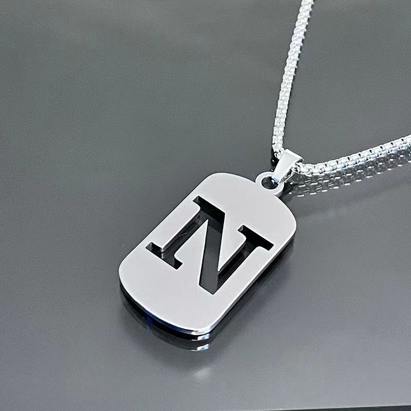 Necklace Couple Versatile 26 Words English Letter Taigang Chain Male And Female Students Clothing Accessories Niche Design Simple Tide